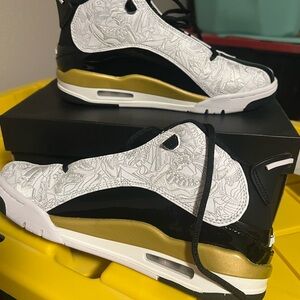 Black and Gold Graphic High-Top Sneakers